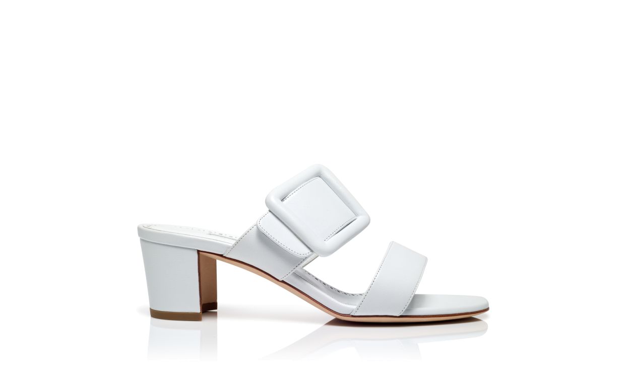 Mules de Couro Nappa Branco com Dedo Aberto