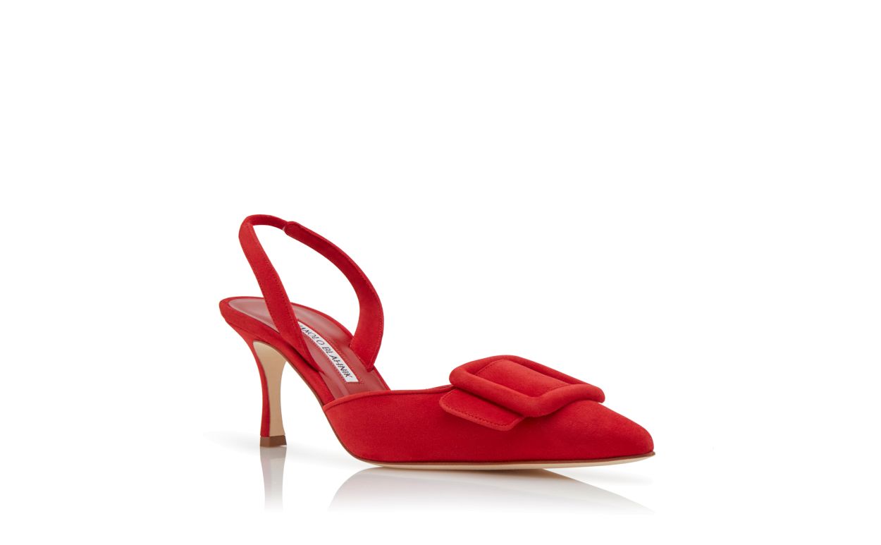 Sapatilhas Slingback de Camurça Vermelha