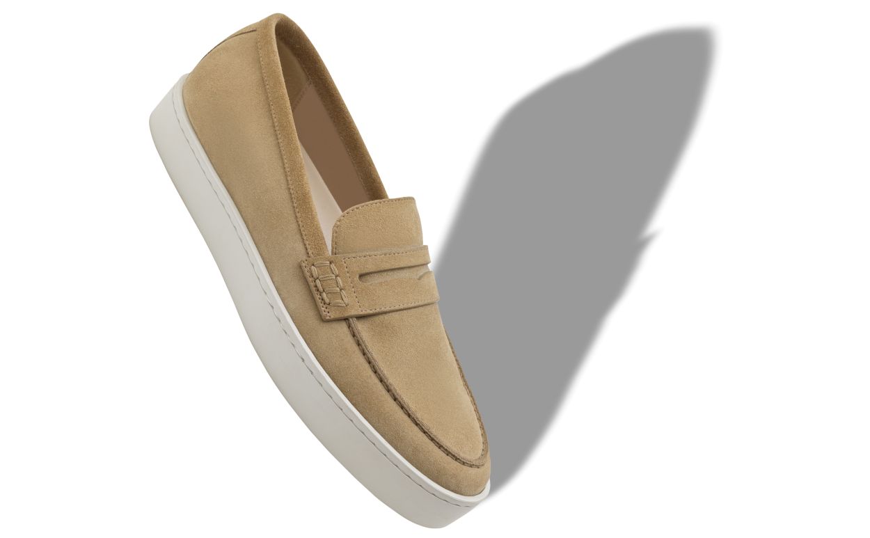 Sapatilhas Slip-On de Camurça Bege Claro