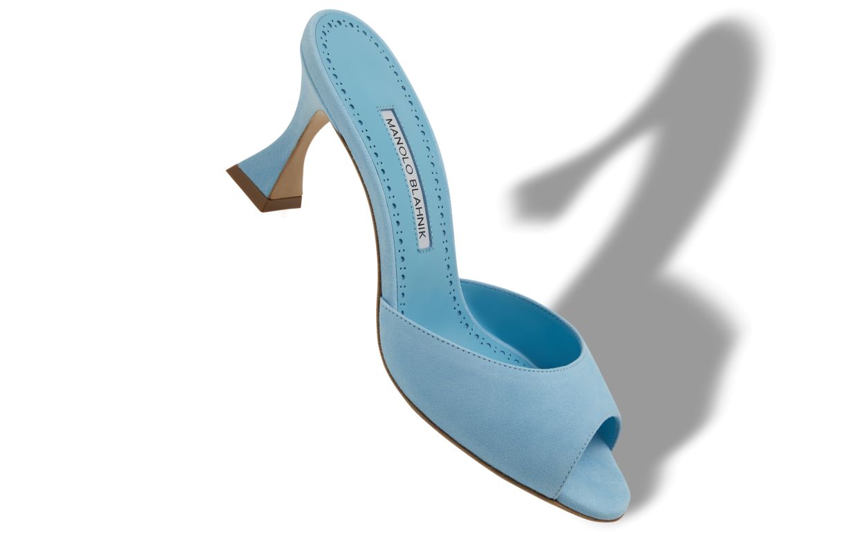 Mocassins de Seda Azul Claro com Toque Aberto