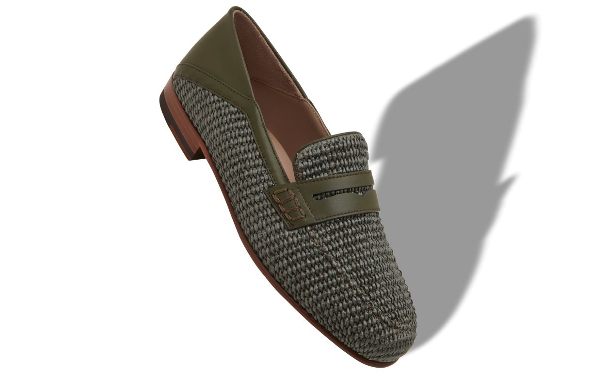 Sapatos de Caminhada com Raffia Verde Escuro