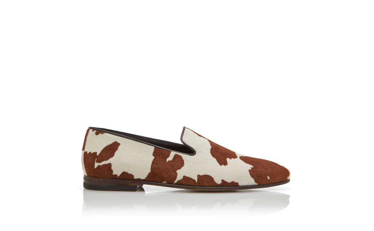 Mocassins de Cabelo de Bezerro com Estampa de Vaca
