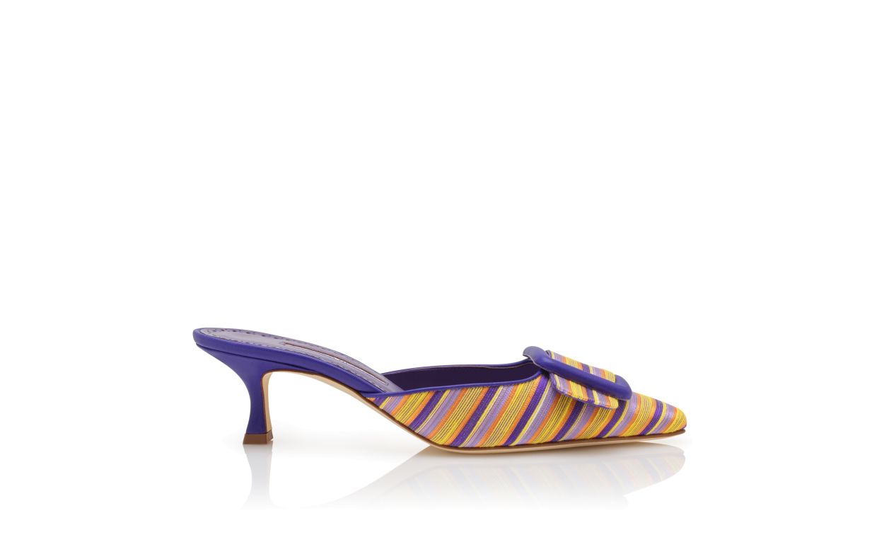 Mule de Algodão Roxo e Laranja com Detalhe de Fivela
