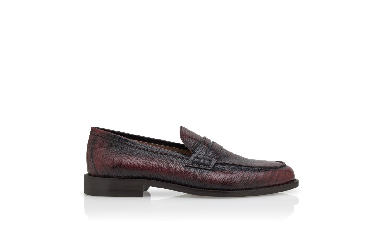 Mocassins de Couro de Bezerro Vermelho Escuro
