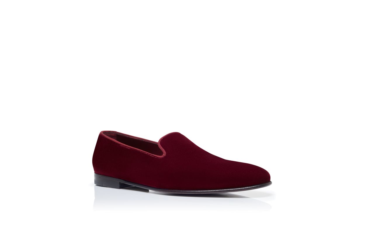 Mocassins de Veludo Vermelho Escuro