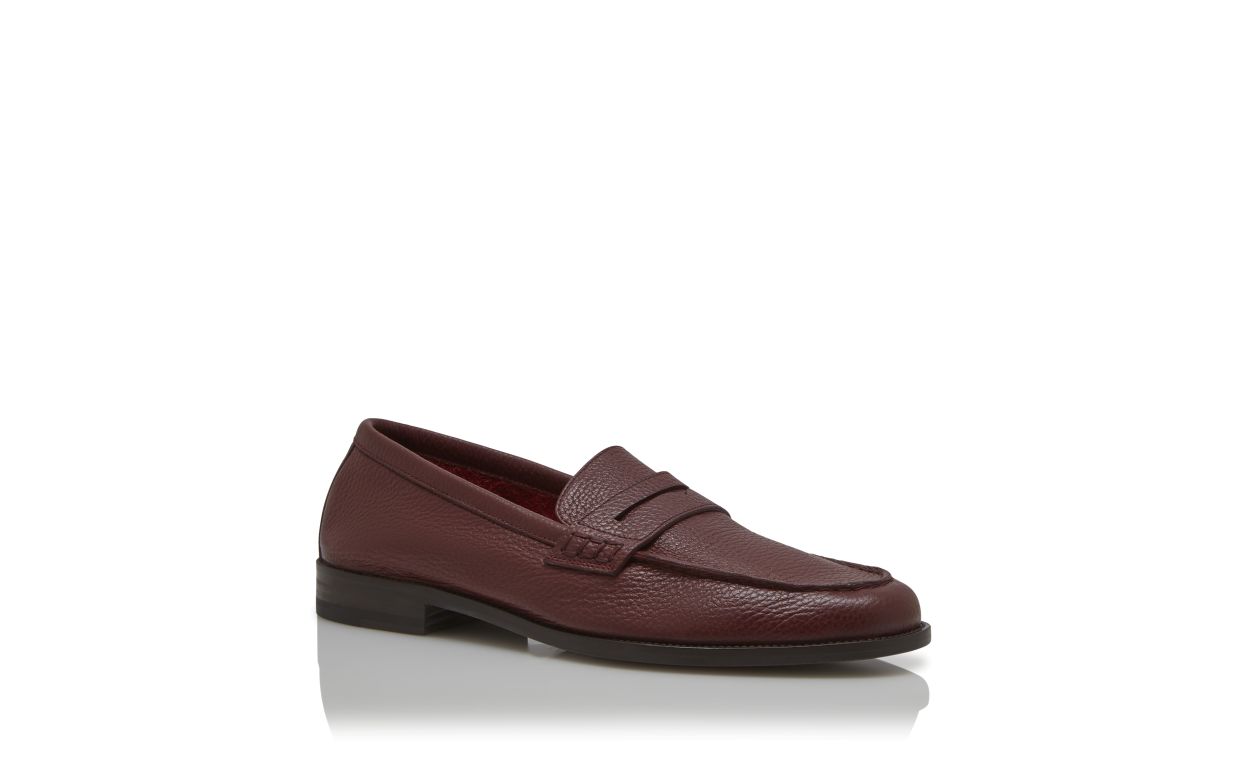 Mocassins de Couro de Bezerro Vermelho Escuro