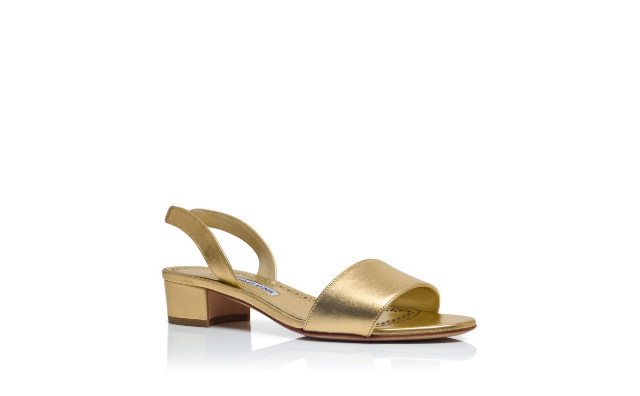 Sandalhas Slingback de Couro Nappa Dourado