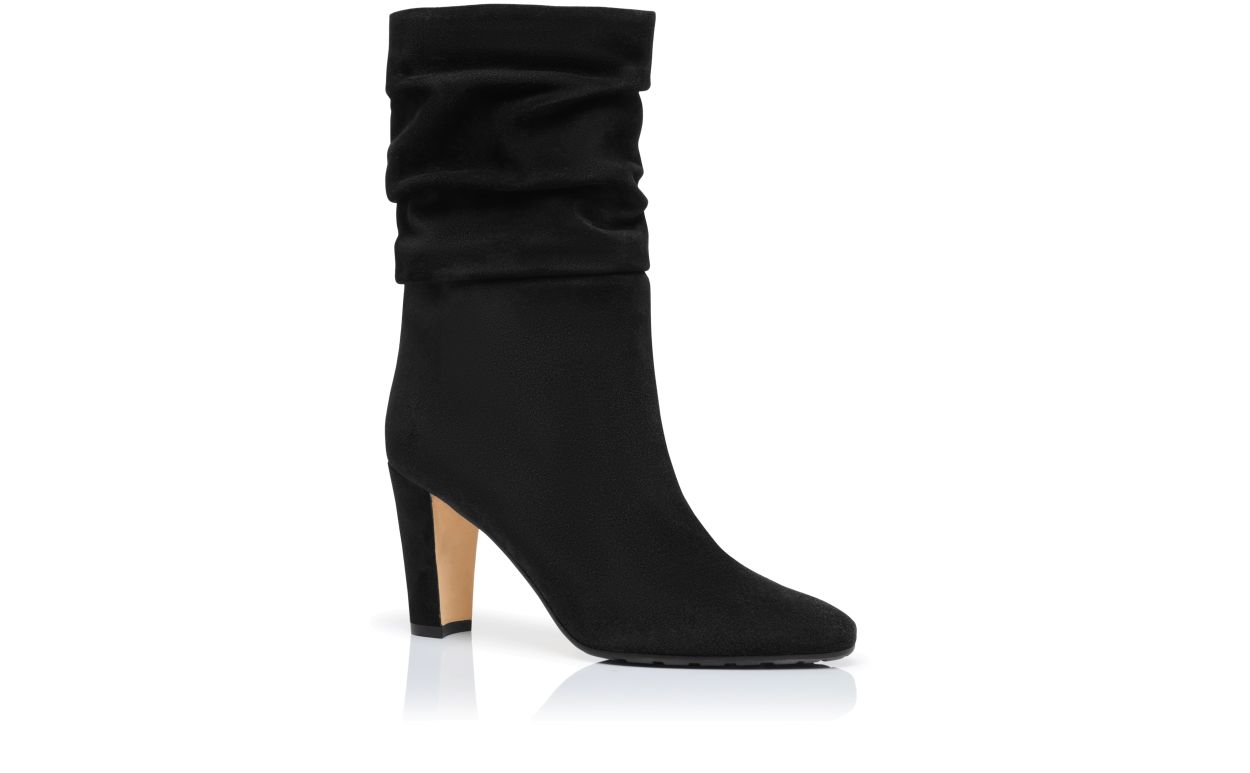 Botas Mid Calf de Camurça Preta