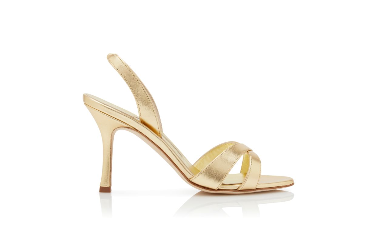 Sandalhas Slingback de Couro Nappa Dourado