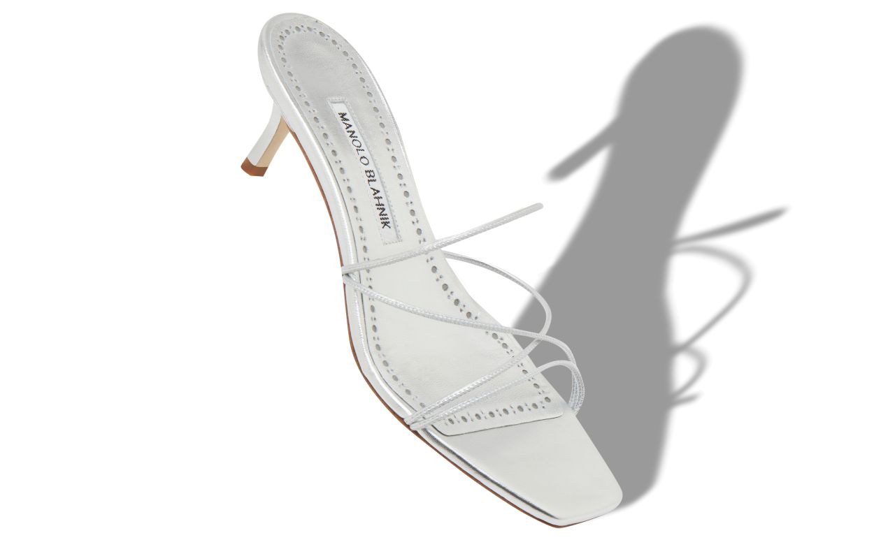 Mocassins de Couro Napa Prateado com Dedo Aberto