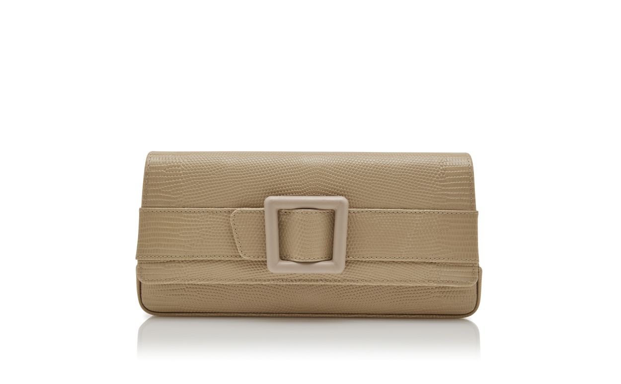 Bolsa de Couro de Bezerro Bege Claro com Fivela