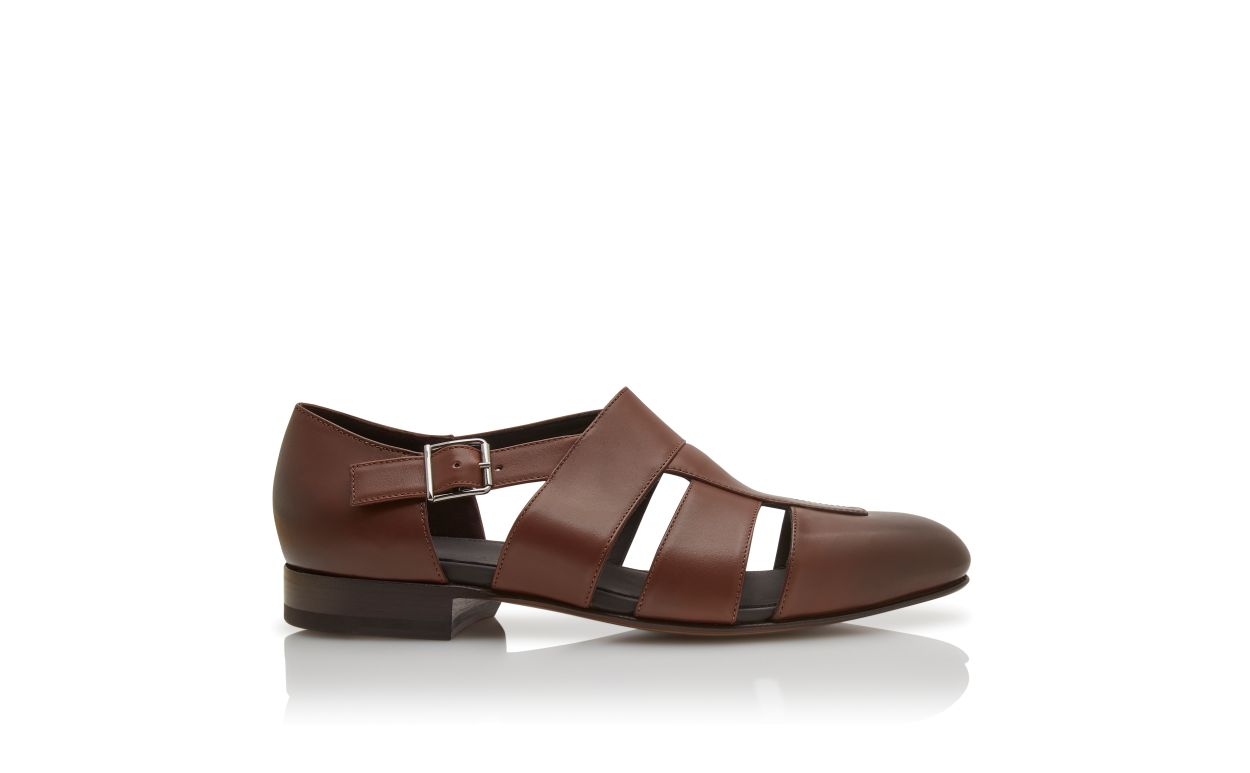 Sandalhas de Couro de Novilho Marrom Escuro
