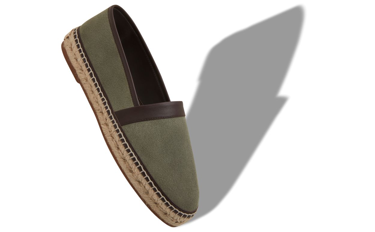 Espadrilles de Seda de Bezerro Verde Escuro
