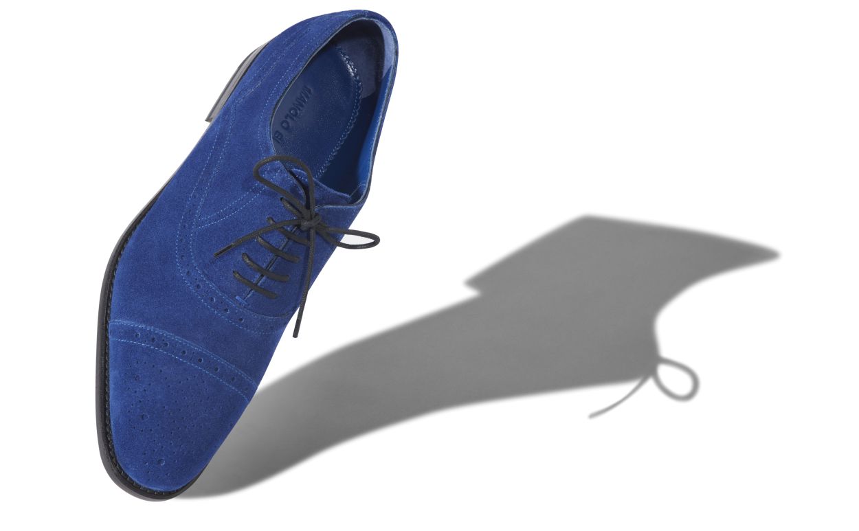Oxfords de Camurça Azul Brilhante com Punho em Capa