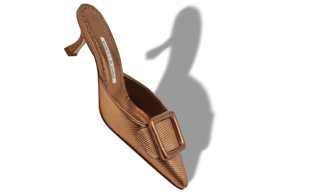Mules com Detalhe de Fivela em Couro de Novilho Bronze