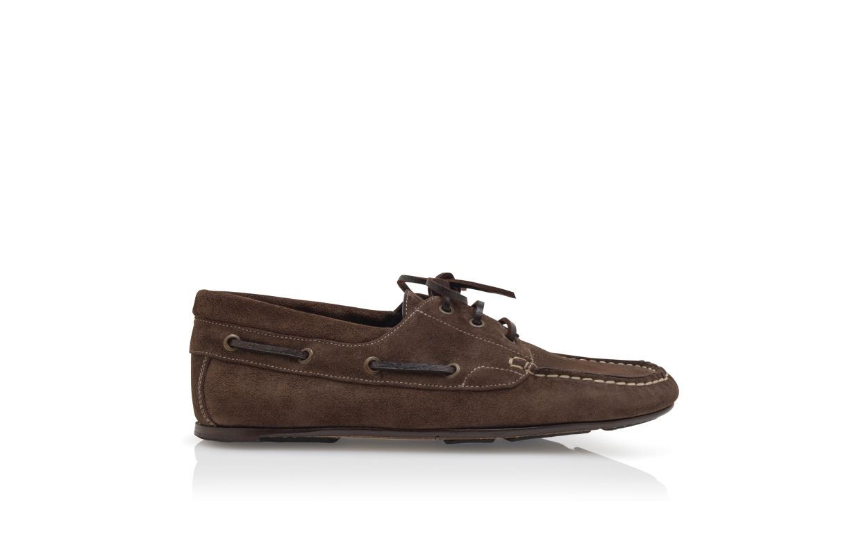 Sapatos de Barco de Camurça Marrom Escuro