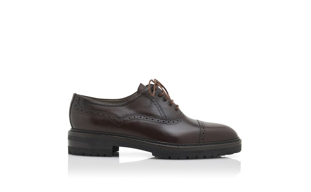 Sapatos de Couro de Novilho Marrom Escuro com Cadarços