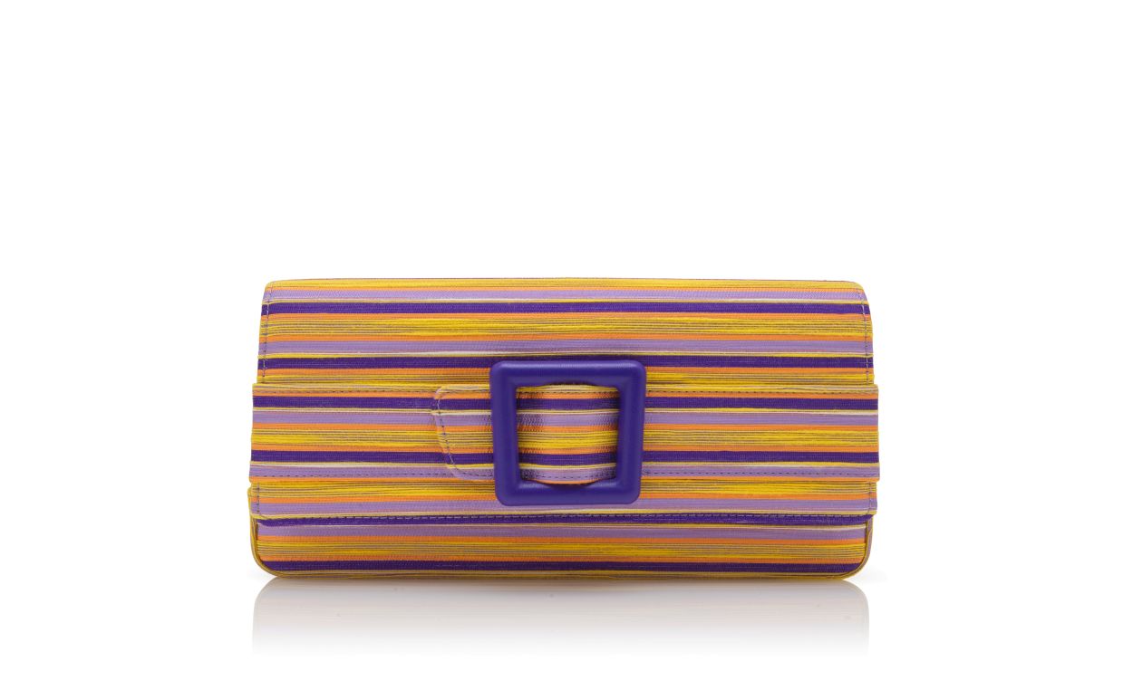 Bolsa de Punho Listrada em Algodão Roxo e Laranja