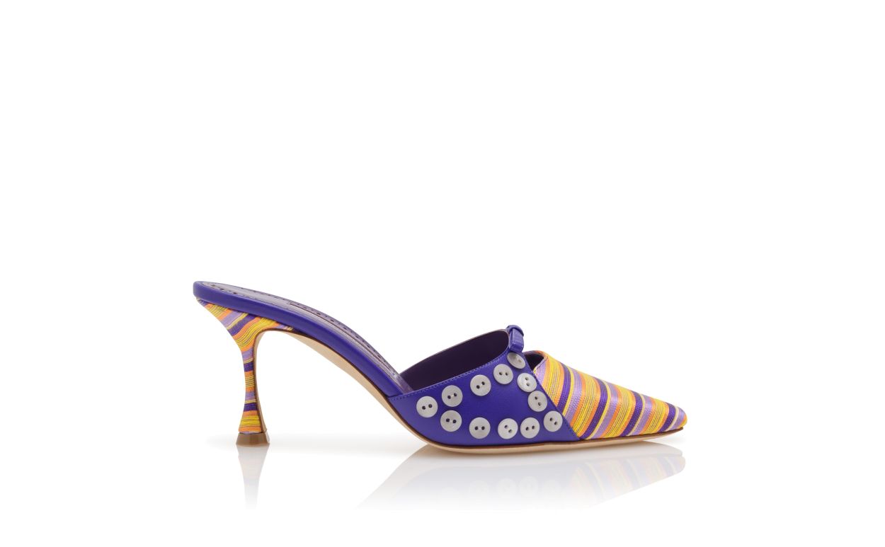 Mules Listradas de Algodão Roxo e Laranja