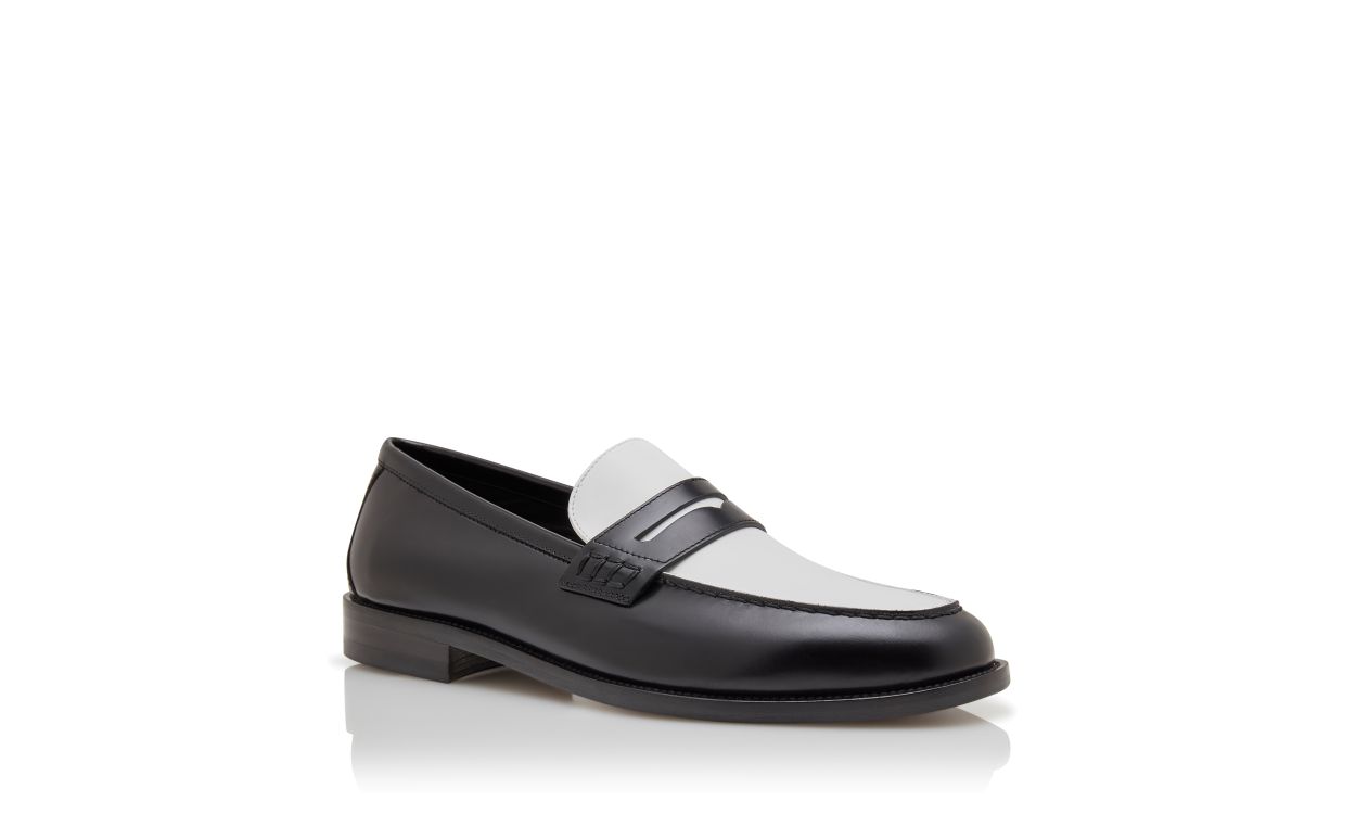 Mocassins de Couro de Bezerro Preto e Branco