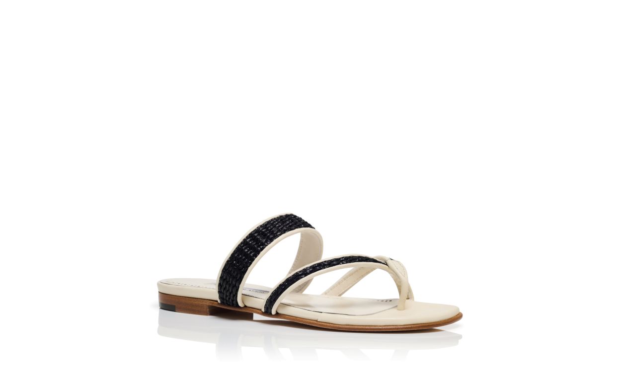 Sandalhas Planas de Raffia Cream
