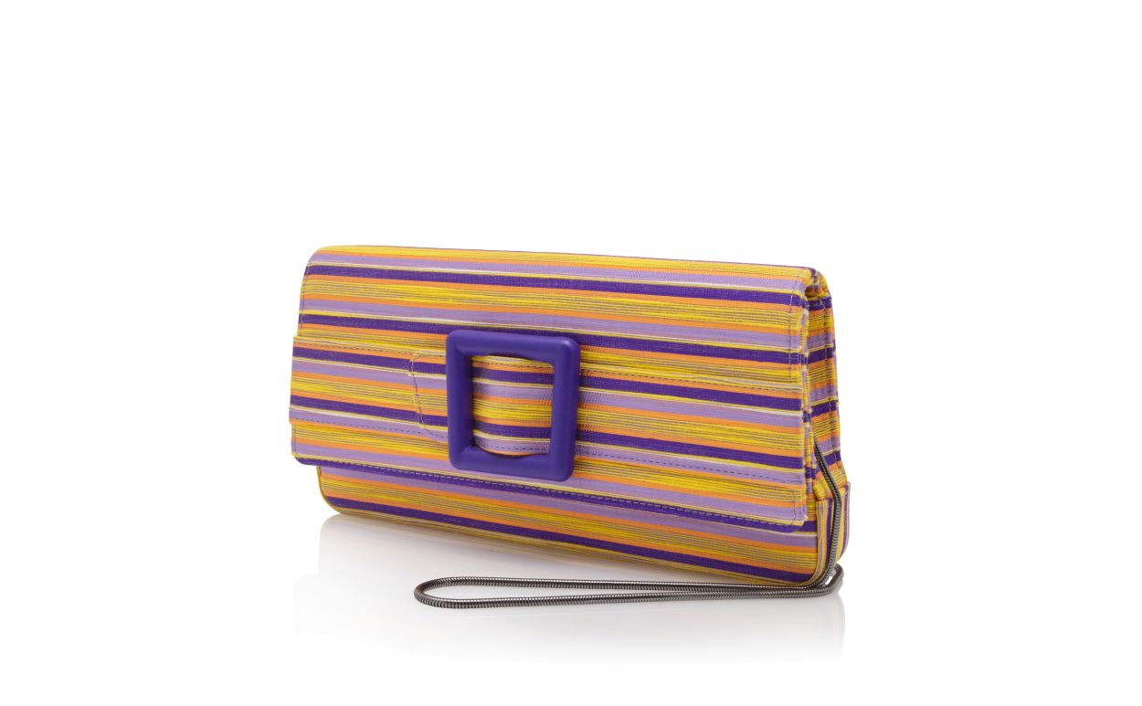 Bolsa de Punho Listrada em Algodão Roxo e Laranja