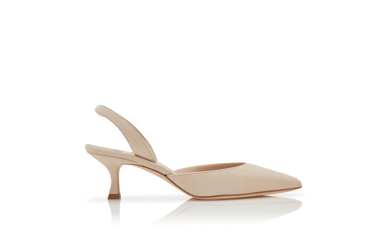Sapatilhas Slingback de Camurça Bege Claro