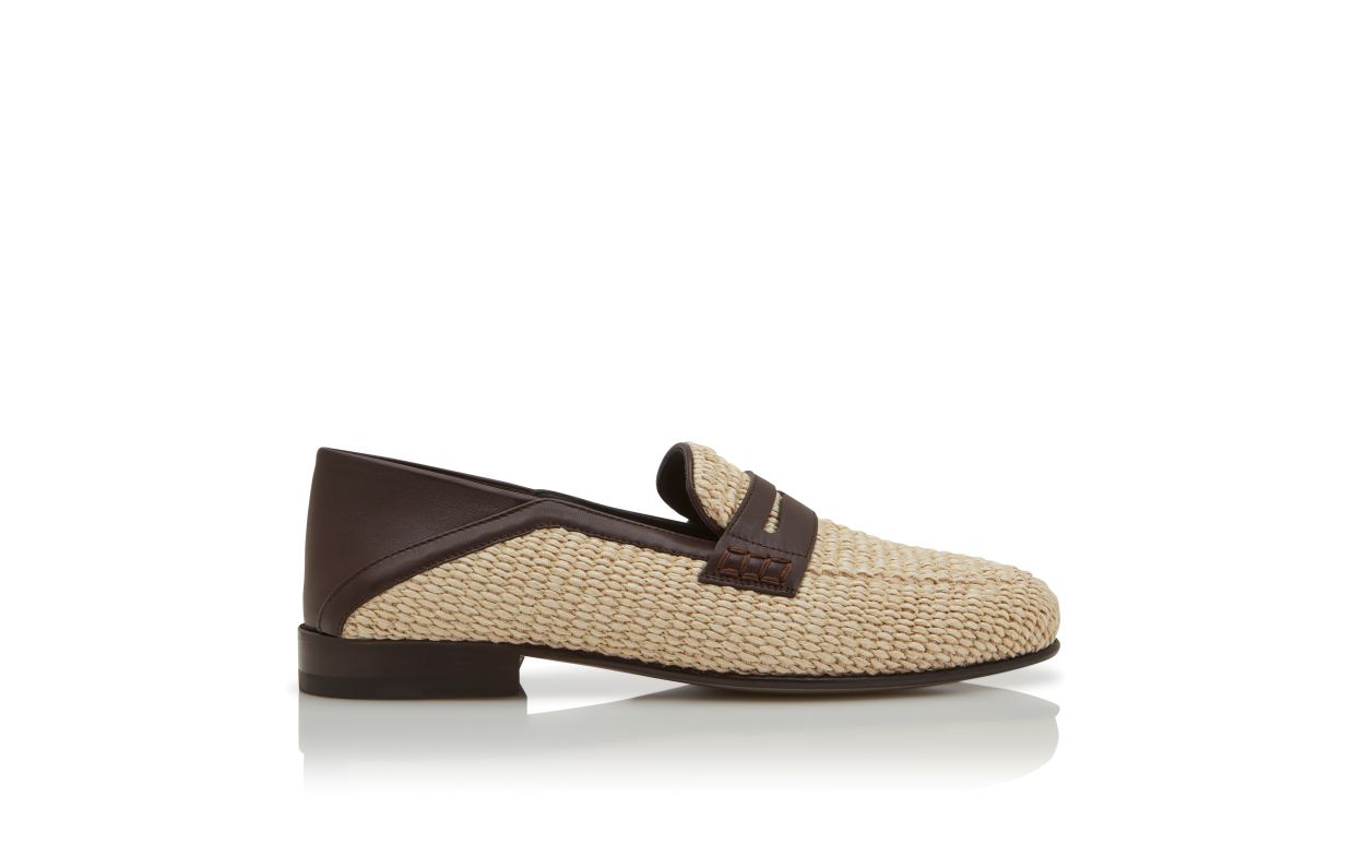 Sapatos de Pena Light Beige em Raffia