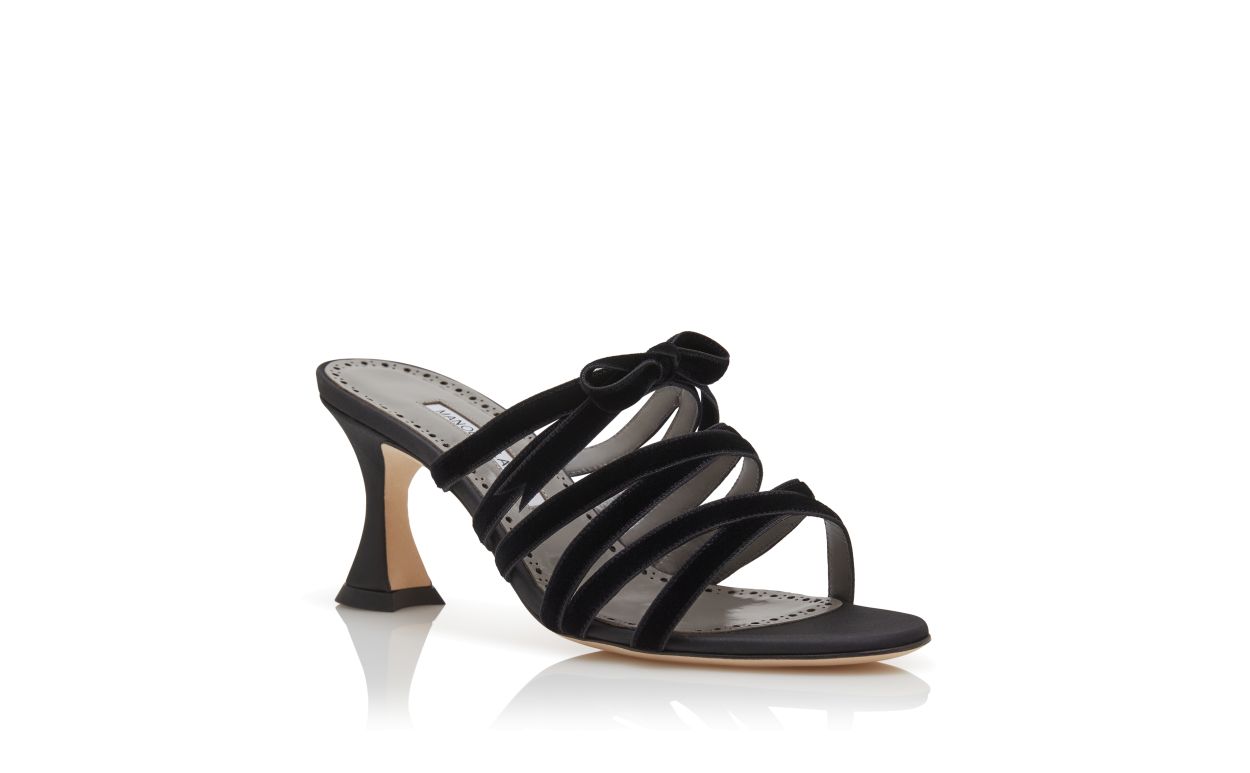 Mules de Seda Preto com Cruzamento