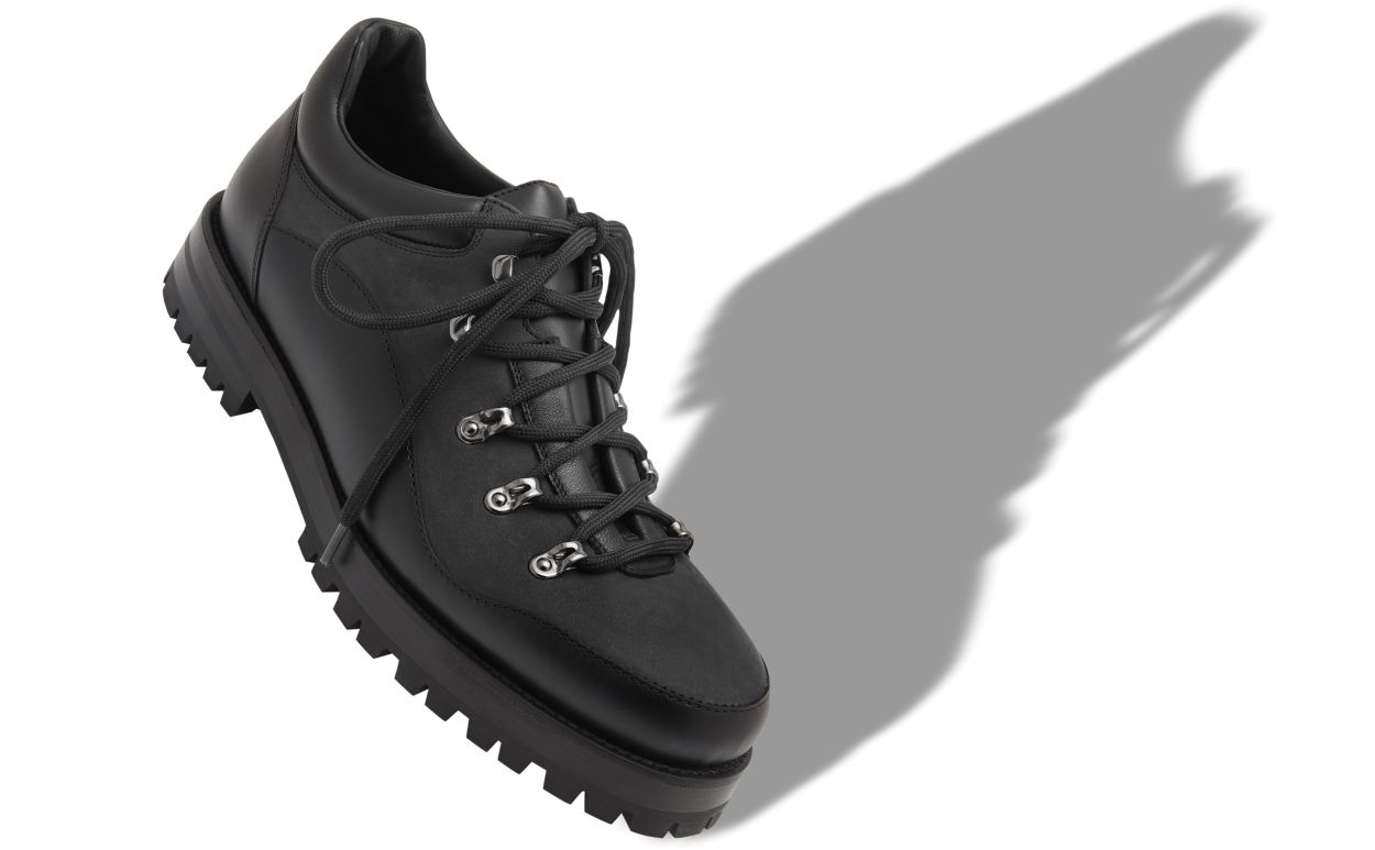 Botas de Couro de Novilho Preto com Cadarço