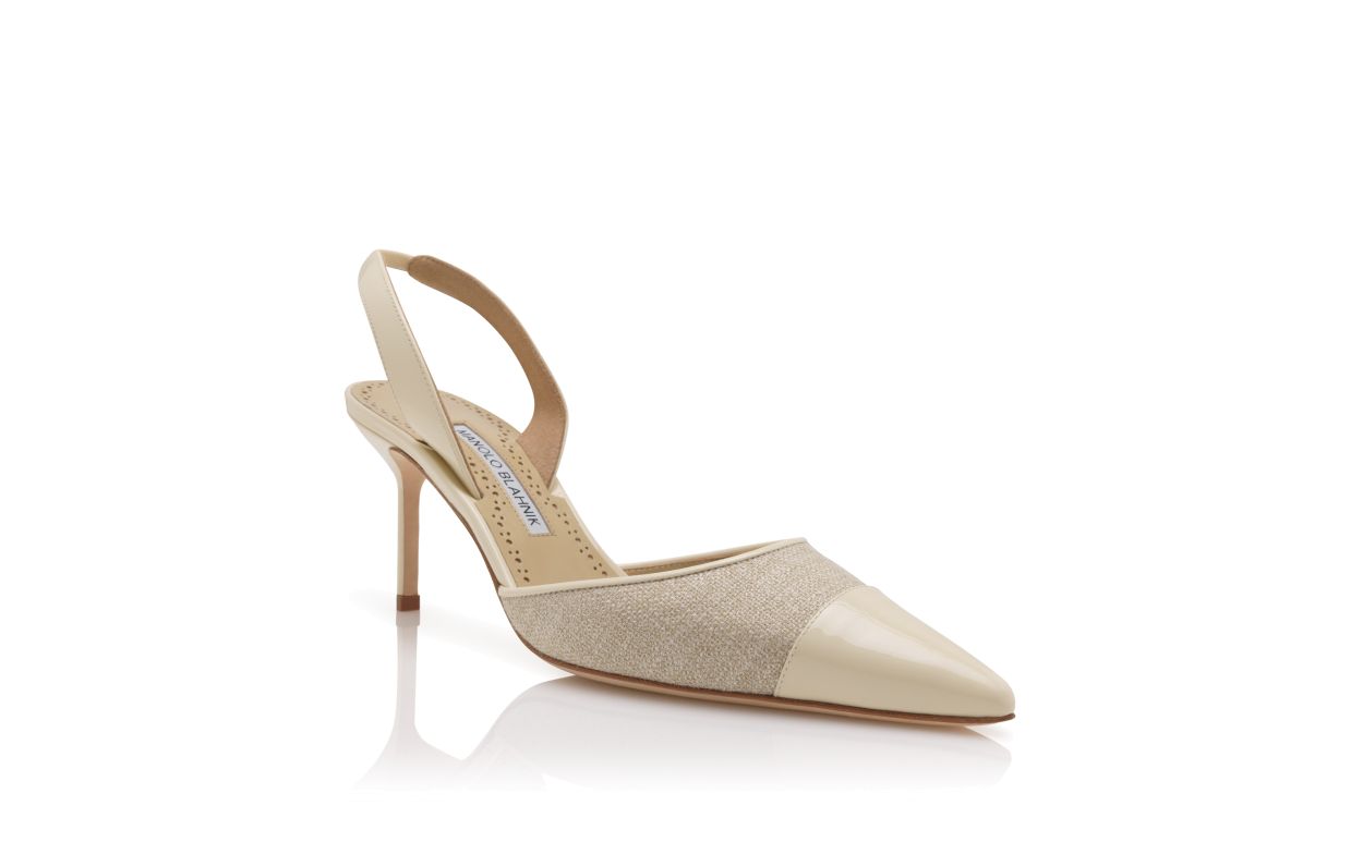 Sapatilhas Slingback de Linho Bege Claro