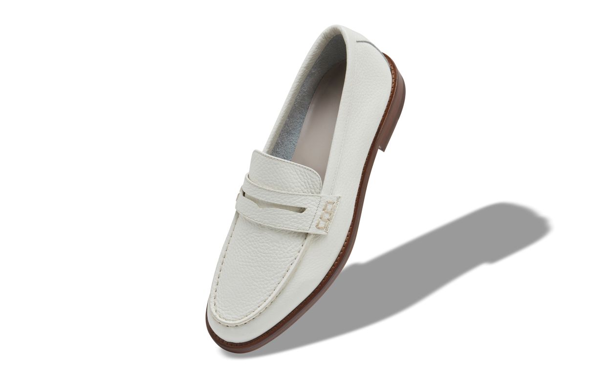 Mocassim Penny de Couro de Novilho Branco