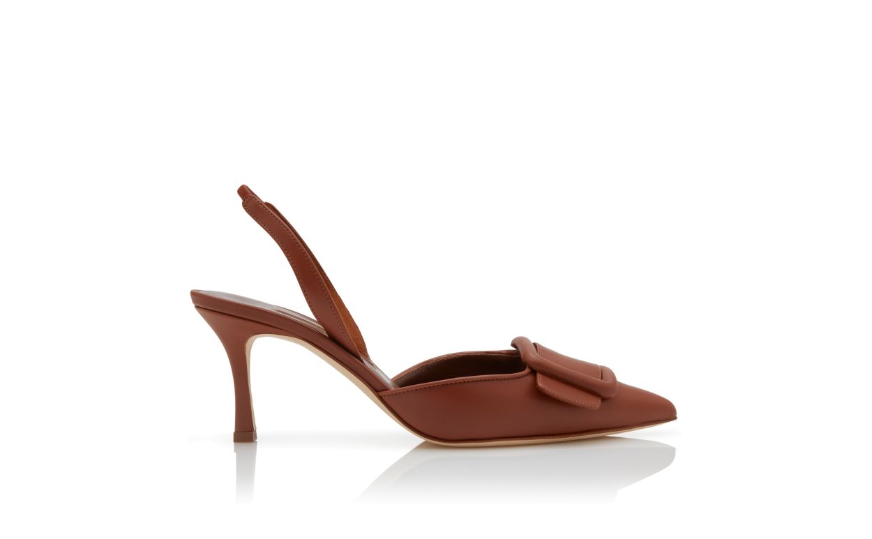 Sapatilhas Slingback de Couro Nappa Marrom