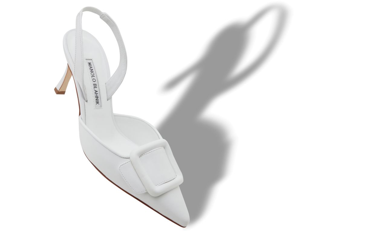 Sapatilhas de Couro Nappa Branco com Tira Slingback