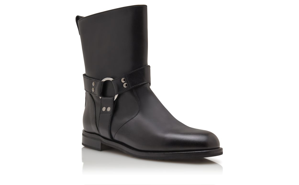 Botas de Cano Médio em Couro de Novilho Preto