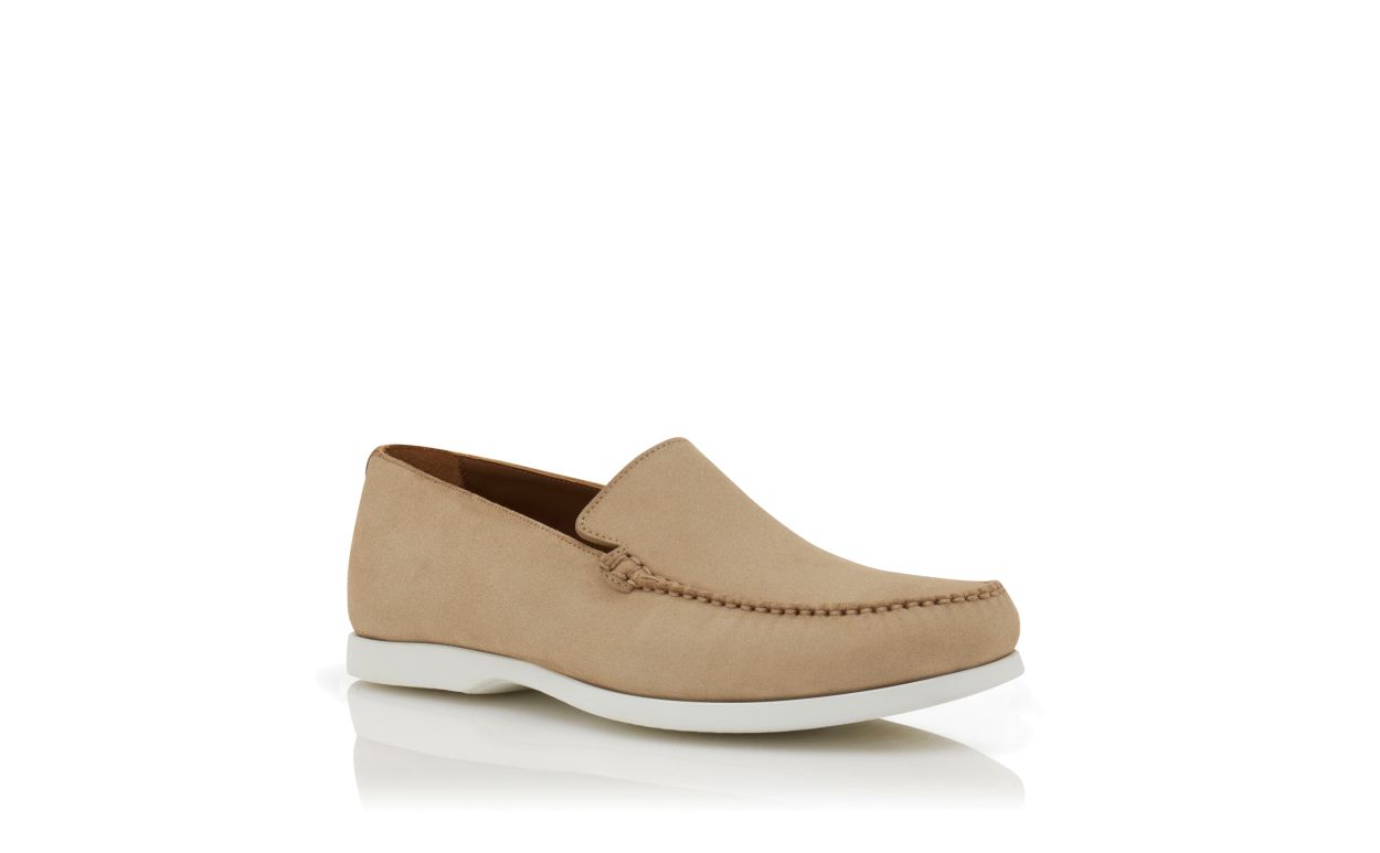 Sapatos de Barco em Couro Napa Bege