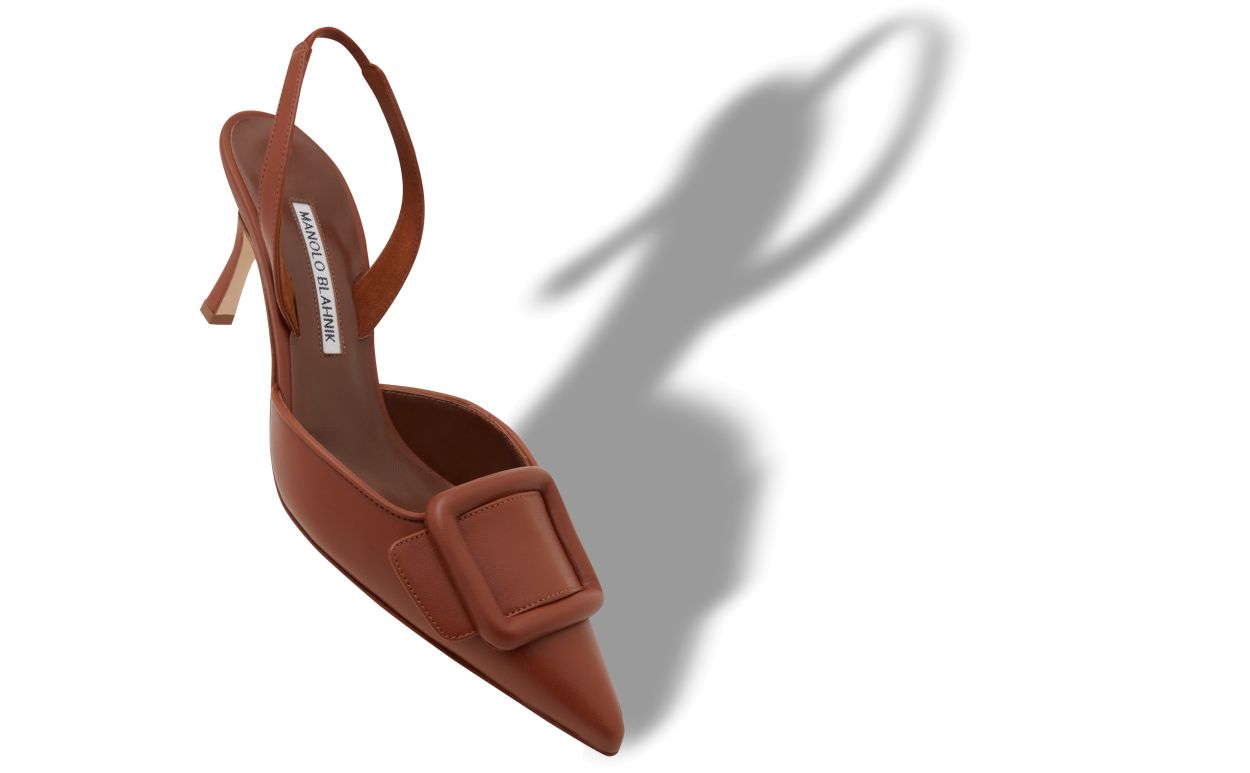 Sapatilhas Slingback de Couro Nappa Marrom