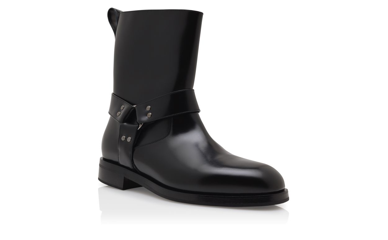 Botas de Moto em Couro de Bezerro Preto