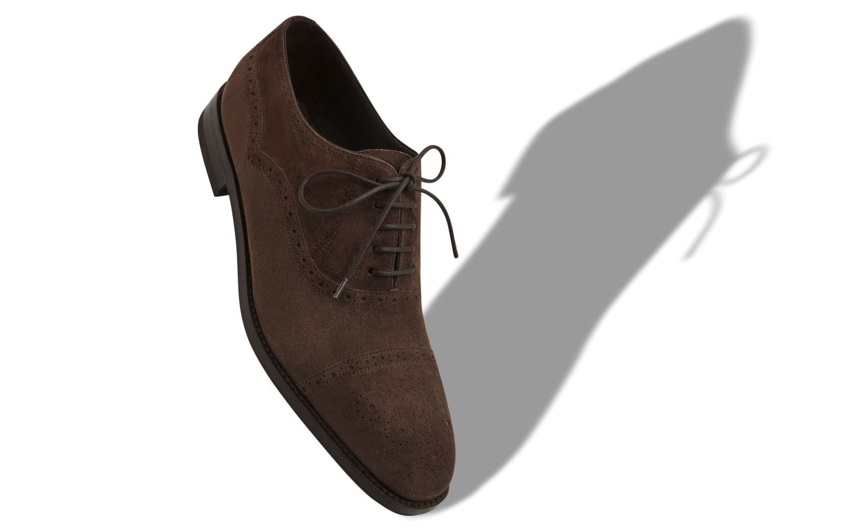 Oxfords de Camurça Marrom Escuro com Ponto de Capa