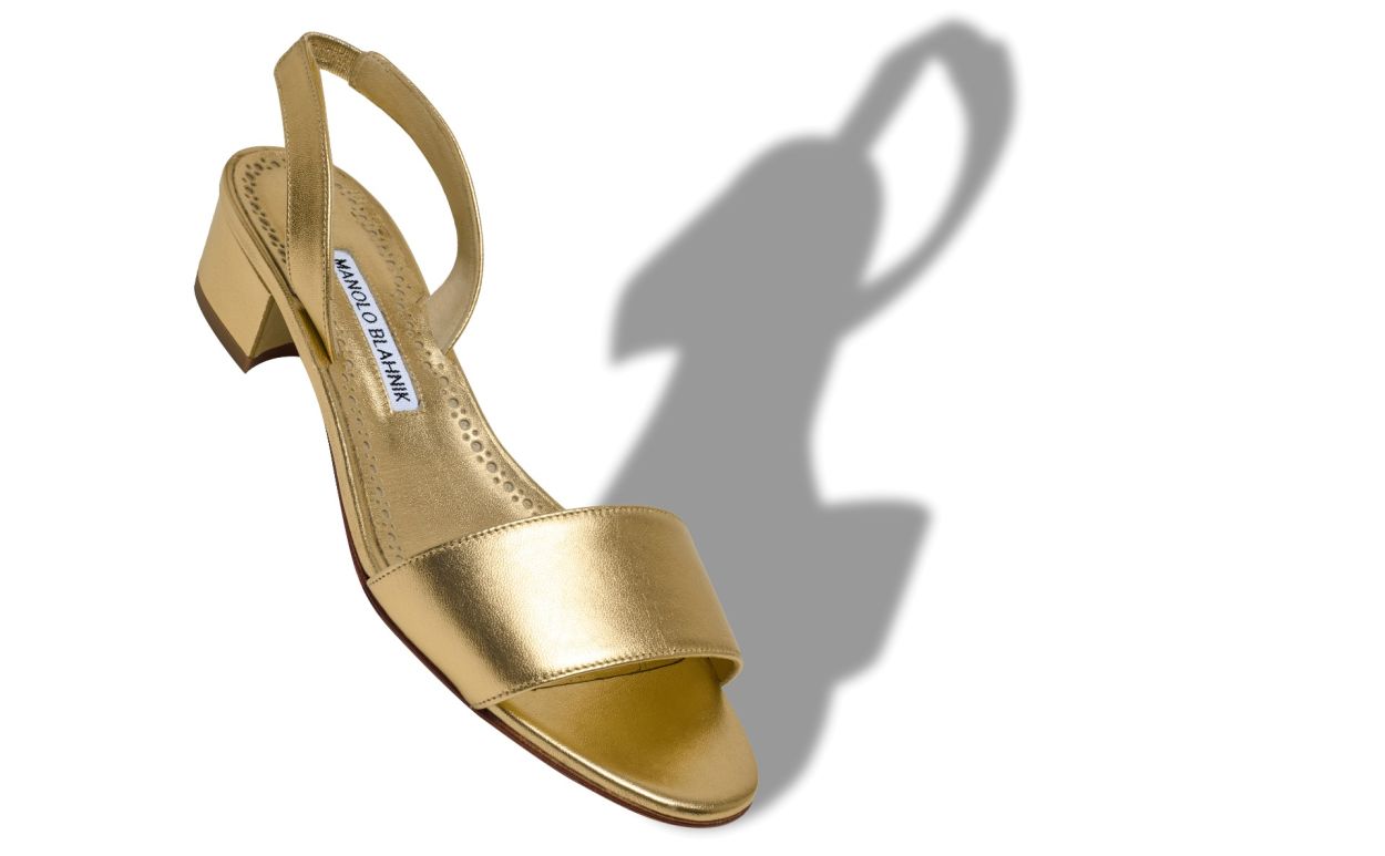 Sandalhas Slingback de Couro Nappa Dourado