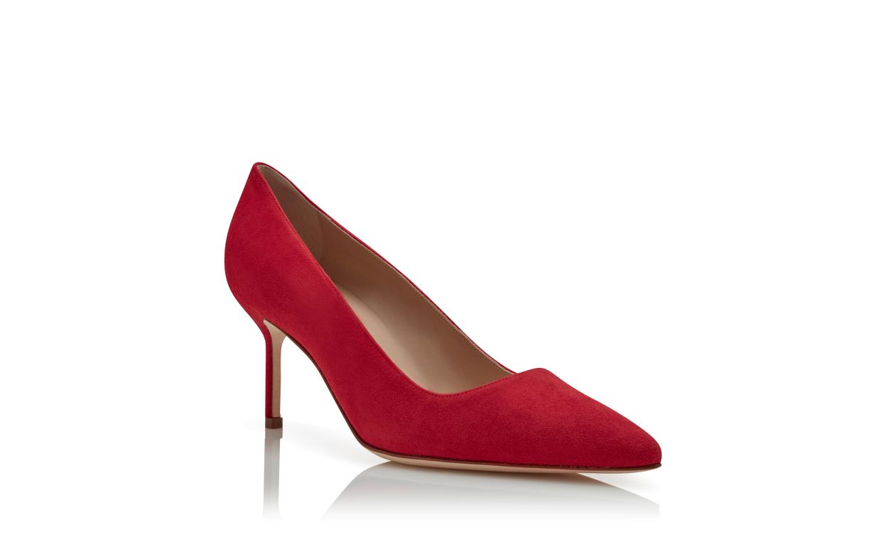 Sapatilhas de Punta Pontiaguda em Suede Vermelho Brilhante