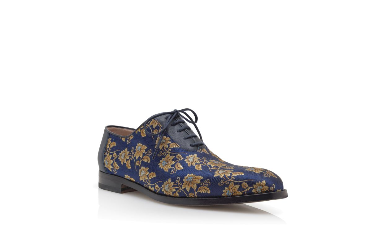 Oxfords de Seda com Estampa Floral Azul Marinho