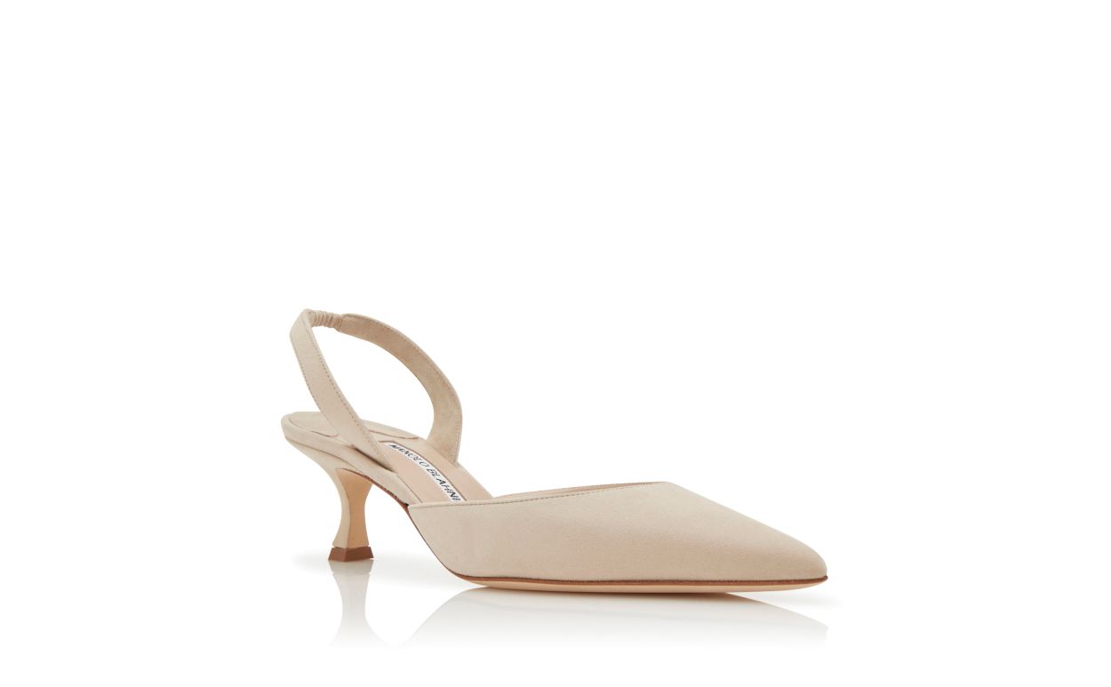 Sapatilhas Slingback de Camurça Bege Claro