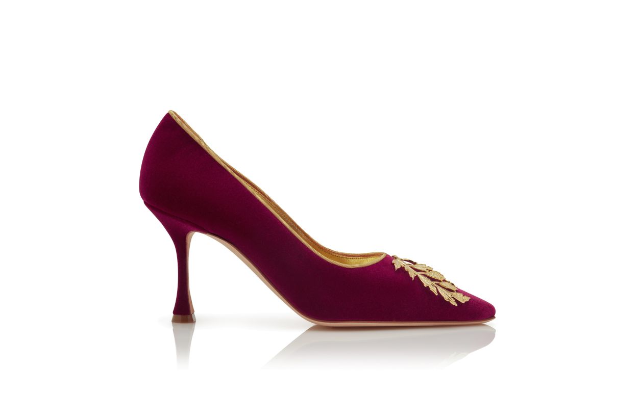 Sapatilhas de Veludo Vermelho Escuro com Detalhes