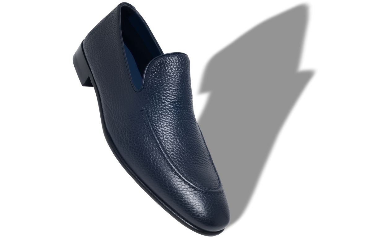 Mocassins de Couro de Vitela Azul Marinho