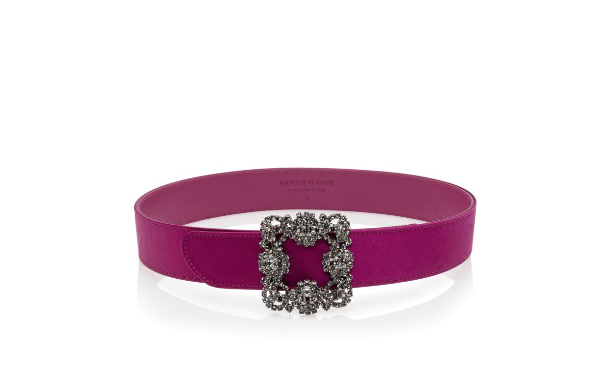 Cinto de Satin Fúcsia Escuro com Fivela de Cristal
