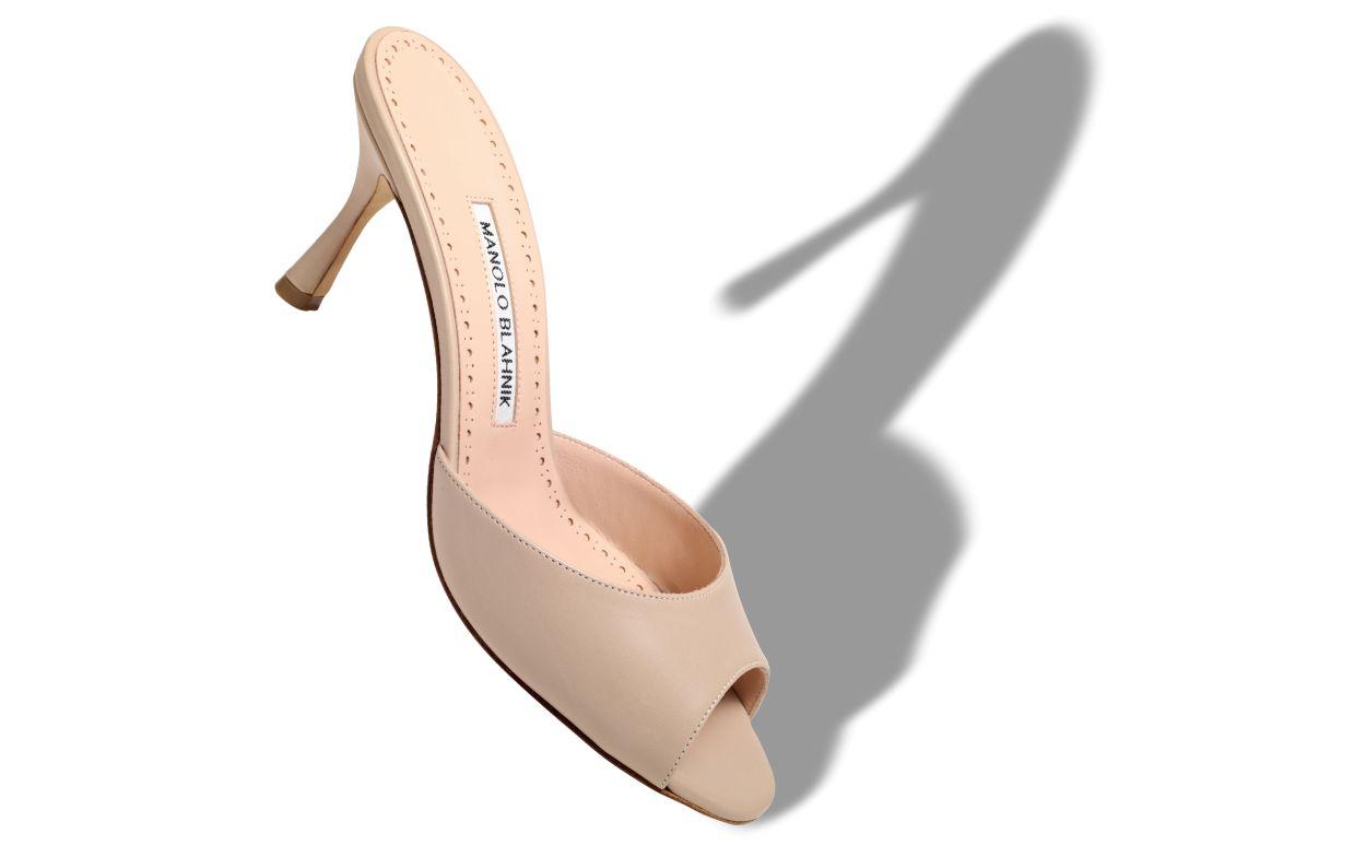 Mocassins de Couro de Novilho Bege Claro com Dedo Aberto