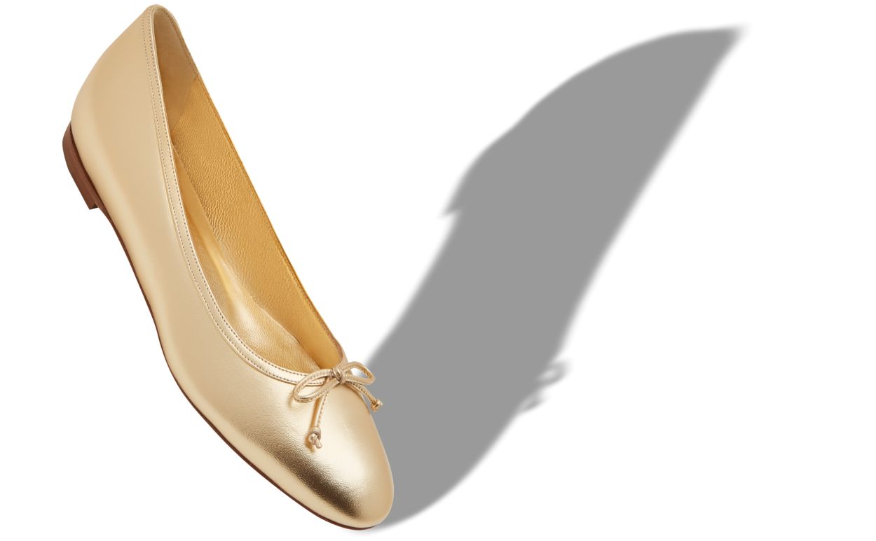 Sapatilhas Ballerina de Couro Nappa Dourado