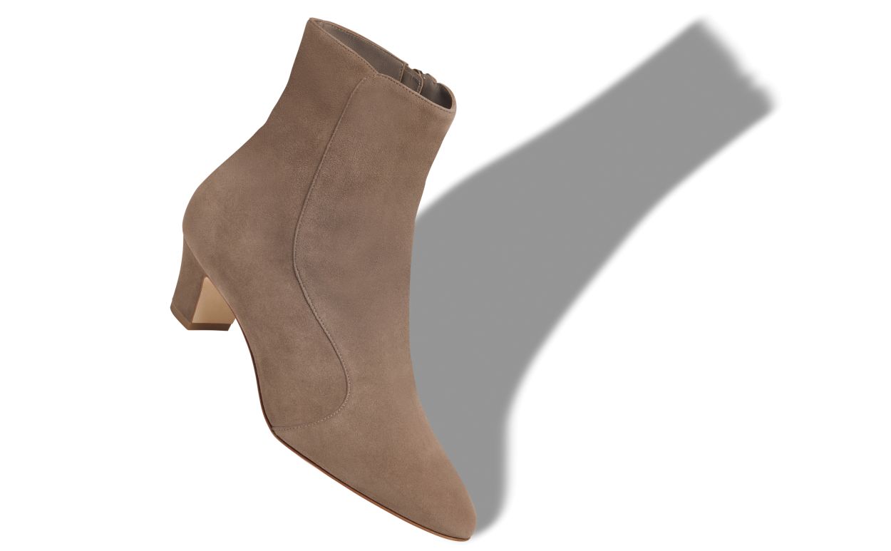 Botas de Cano Médio em Camurça Bege Claro