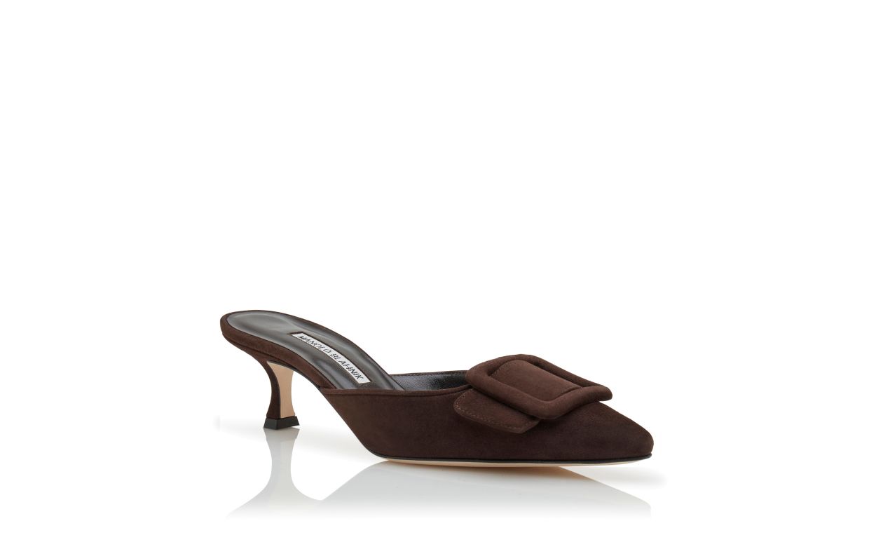 Mules de Camurça Marrom com Fivela